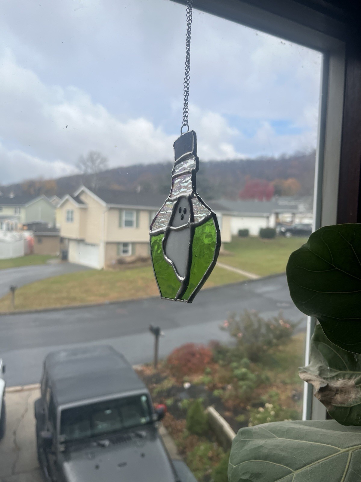 Stained Glass ghost Potion Bottle