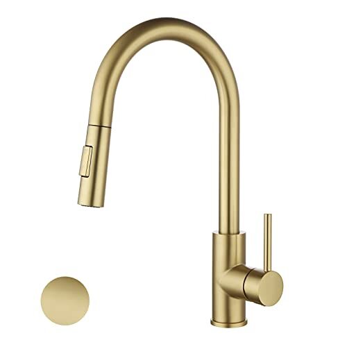 Havin Gold Kitchen Faucet with Pull Down Sprayer, High Arc Stainless Steel Mater