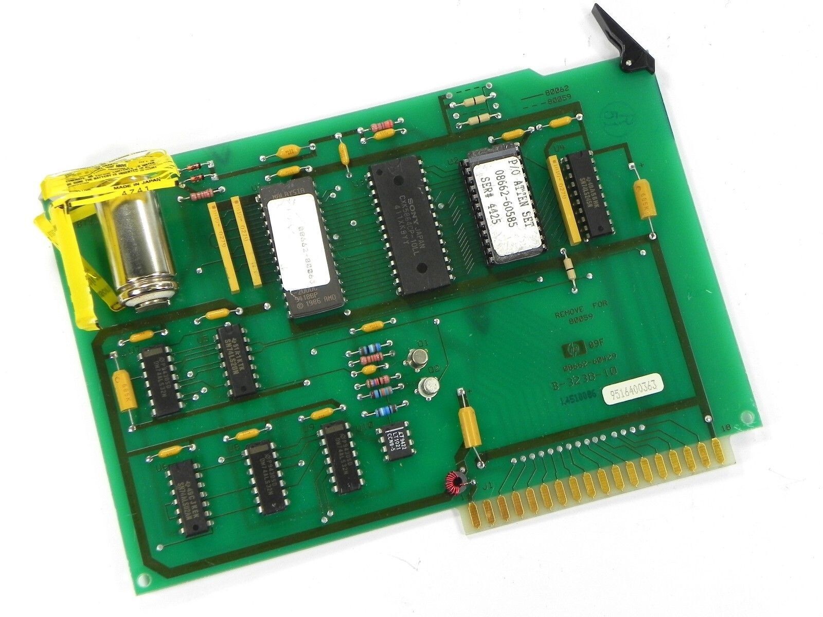 Keysight 08662-60429 Ram Rom Board. Needs battery replaced