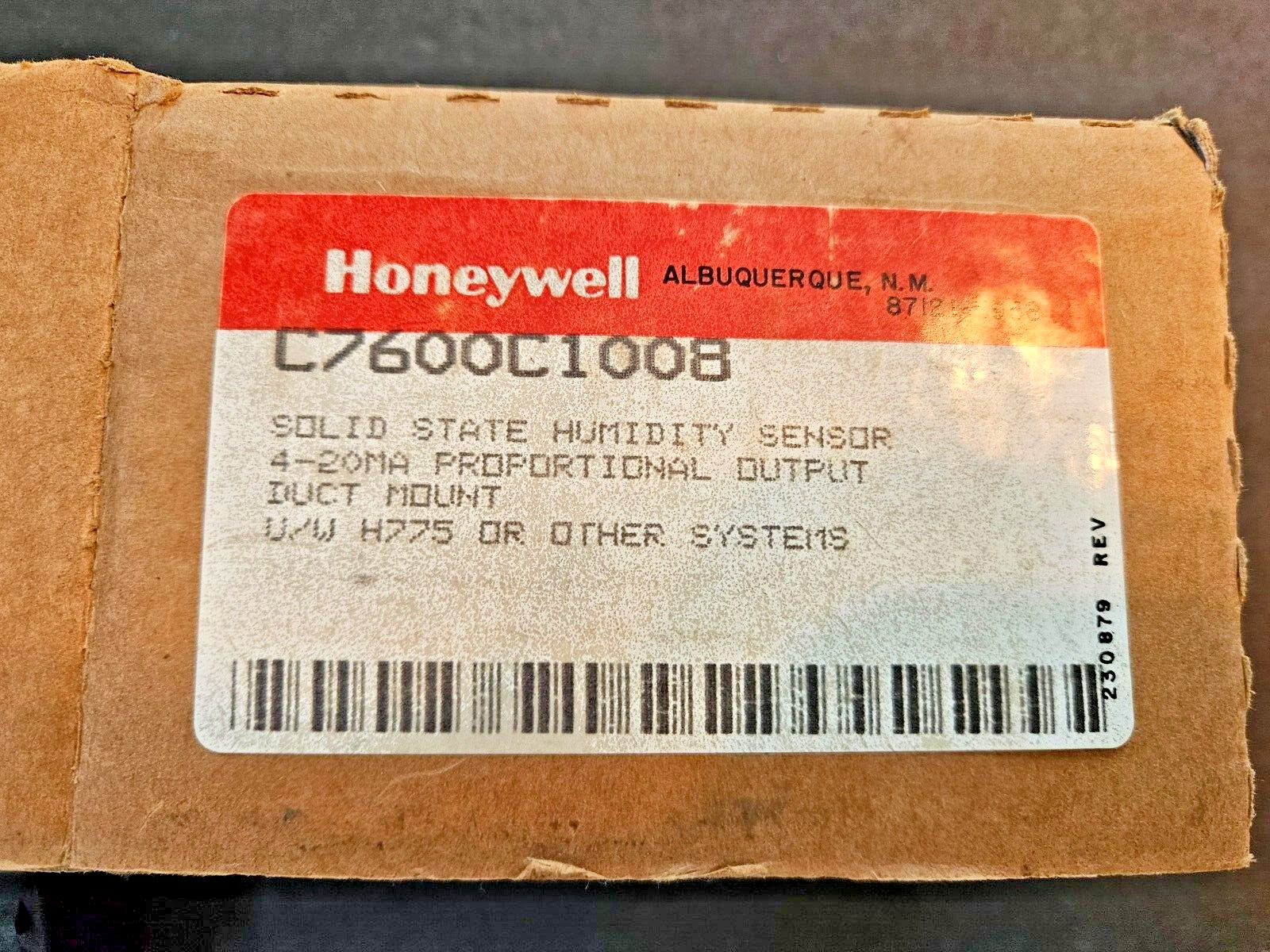 Honeywell Model C7600C1008 Solid State Humidity Sensor - New Old Stock In Box