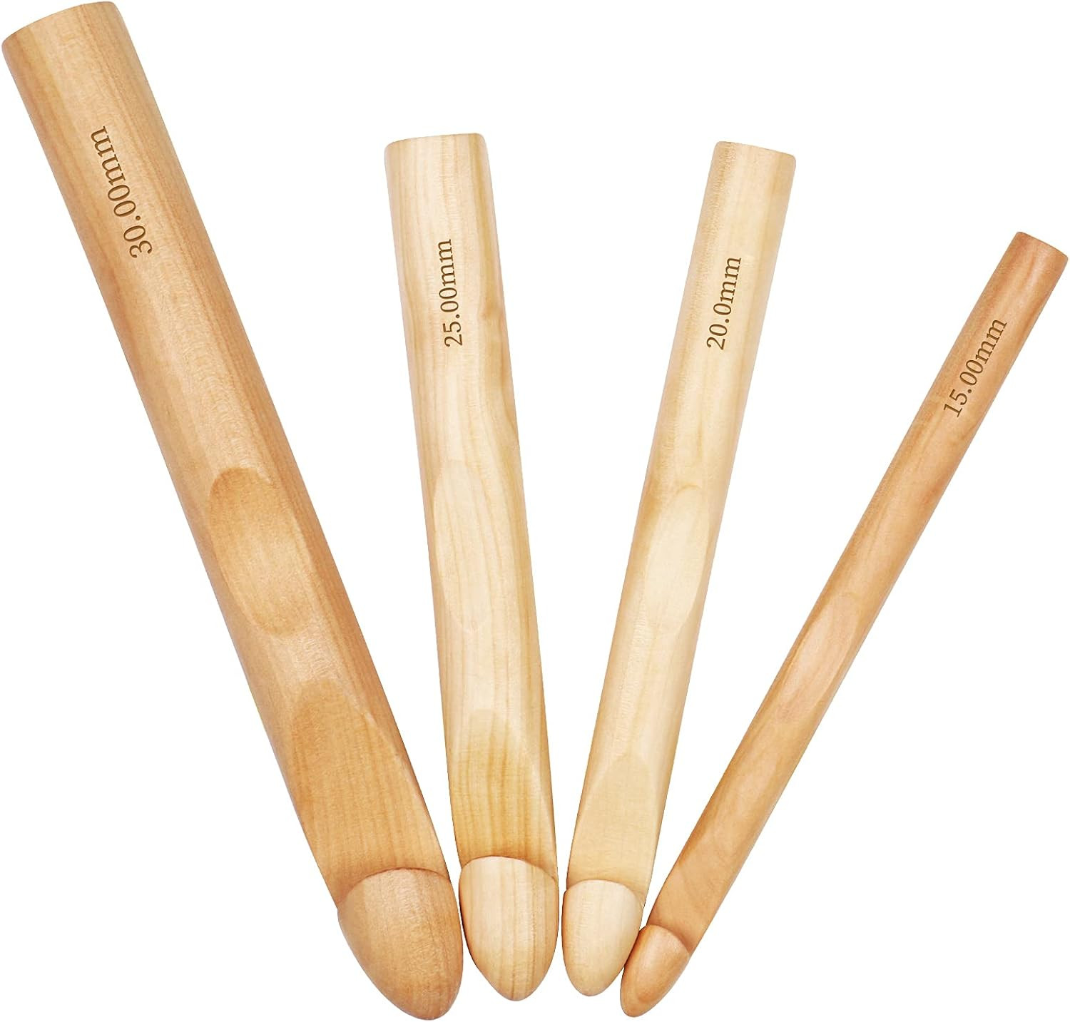 Large Crochet Hooks 15Mm 20Mm 25Mm 30Mm Wooden Crochet Hook Set for Chunky Yarn,