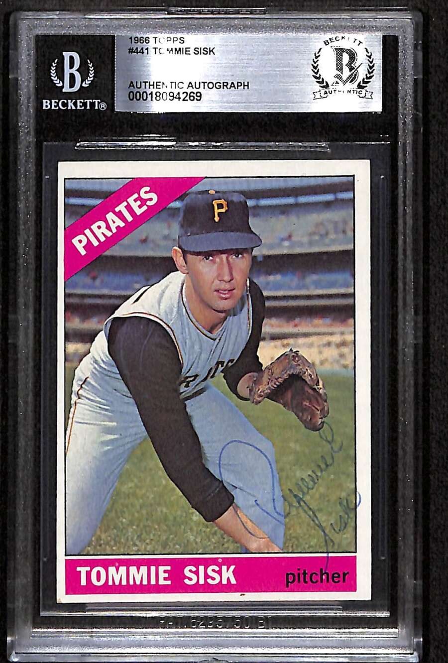 1966 Topps 441 Tommie Sisk  BGS Auto Autographed BAS Authentic C99713