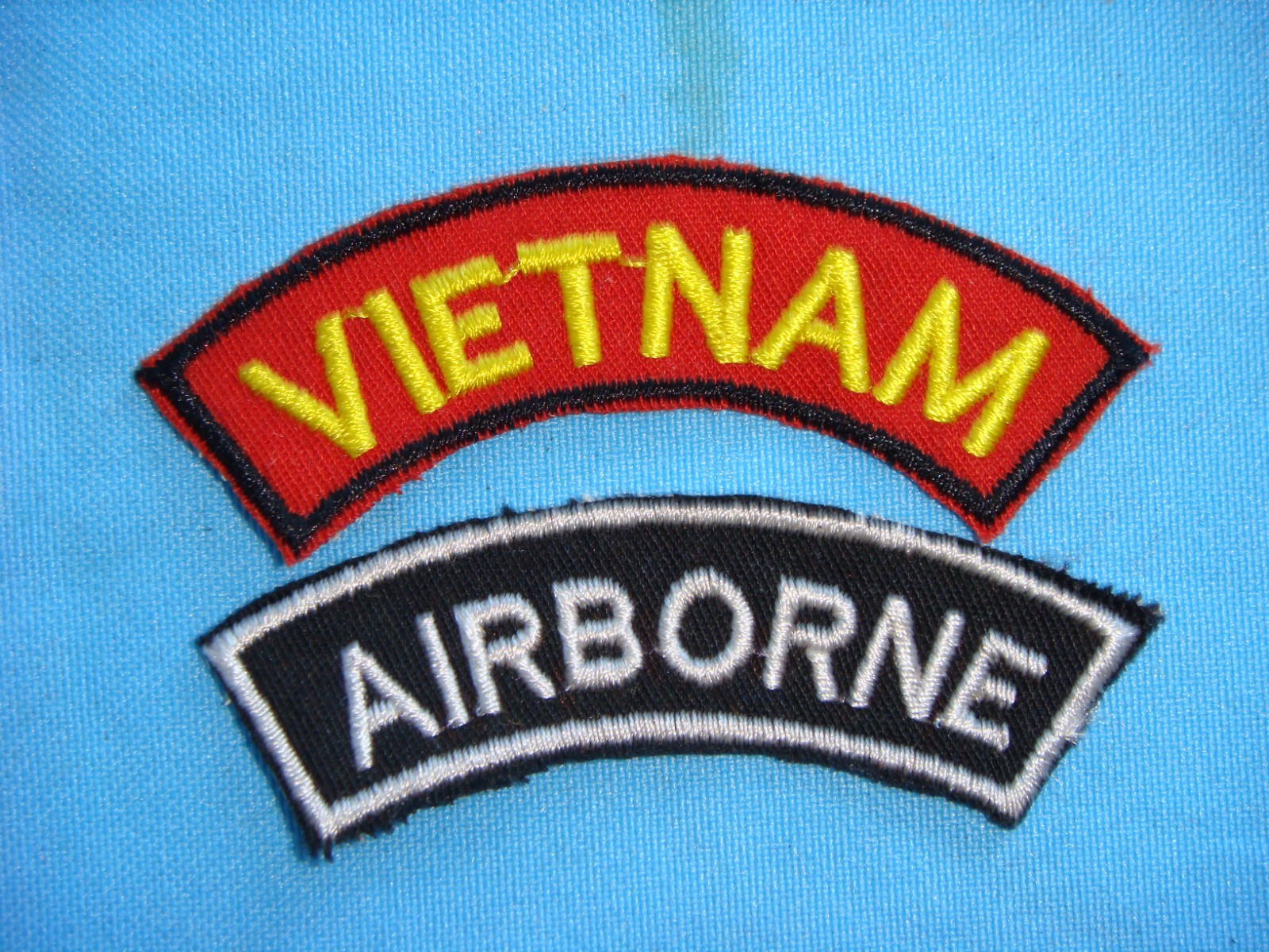 NAM WAR SUBDUED TAB PATCHES VIETNAM + AIRBORNE