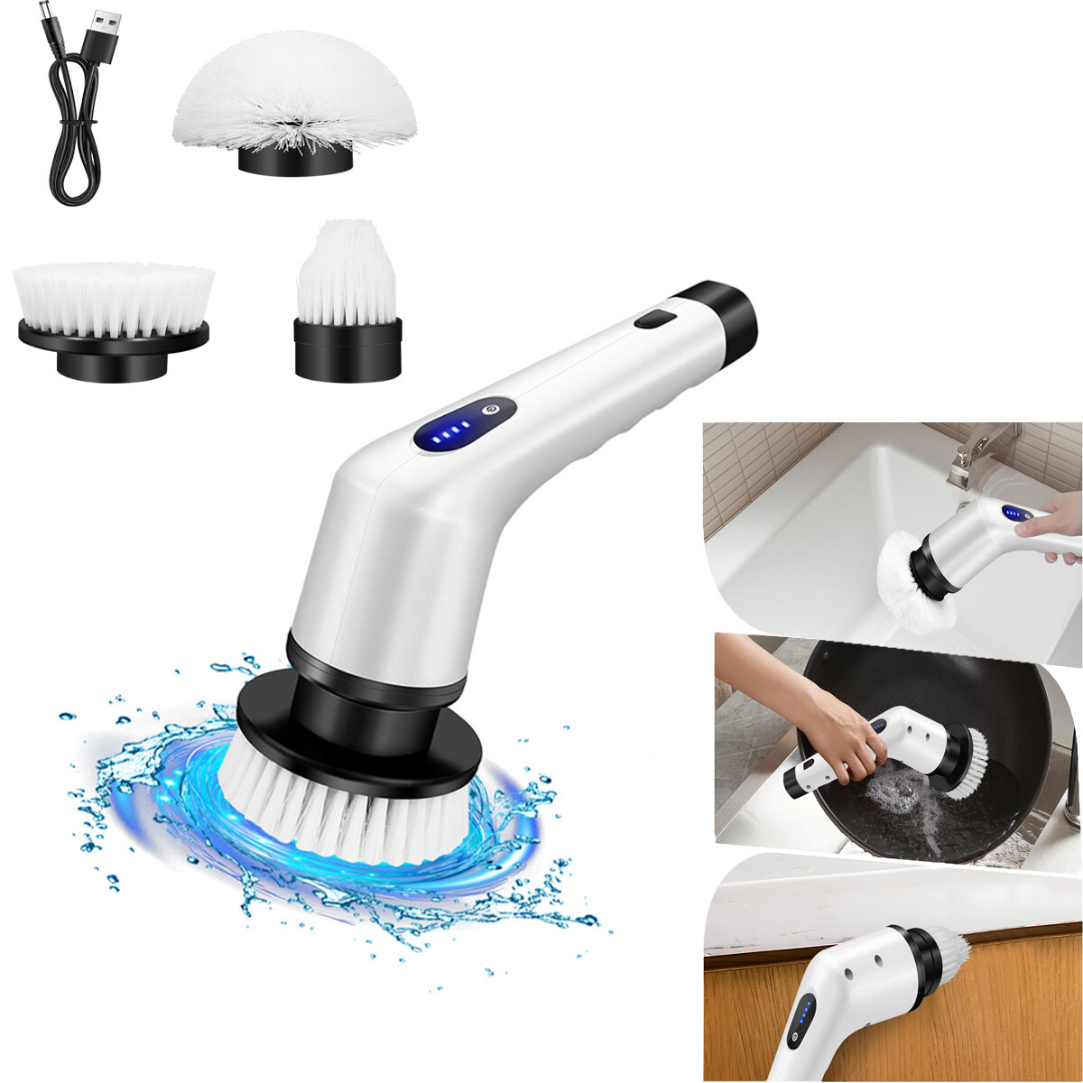 Powerful Spin Scrubber Electric Mop Rechargeable & Cordless For Kitchen,Bath