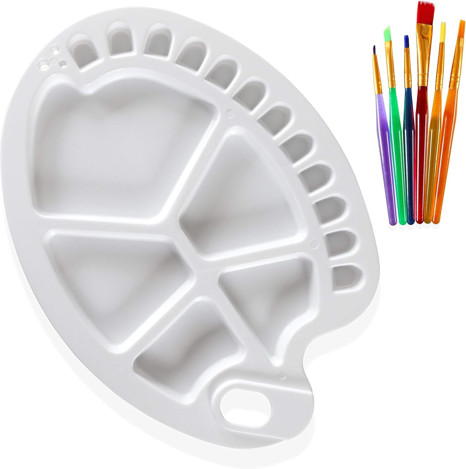 17-Well Artist Paint Palette + Brush Set Large Plastic Mixing Tray w/ Thumb Hole