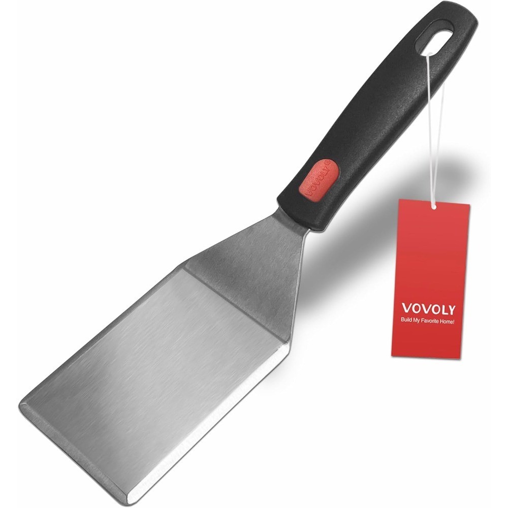 Heavy Duty Cast Iron Skatula with Full Tang Silicone Handle Heat Resistant