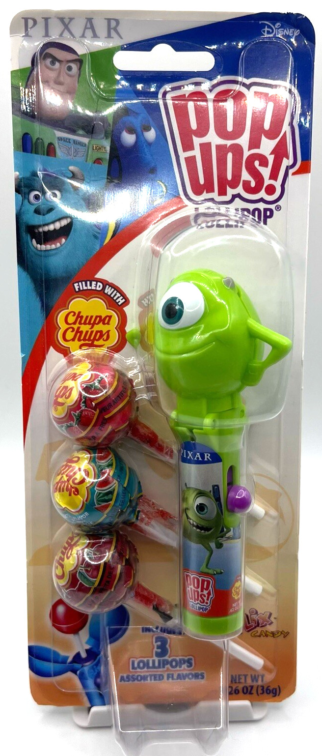 Pop Ups 3Pcs Mike Wazowski Cartoon Flix Candy Chupa Chup Lollipop Dispenser New