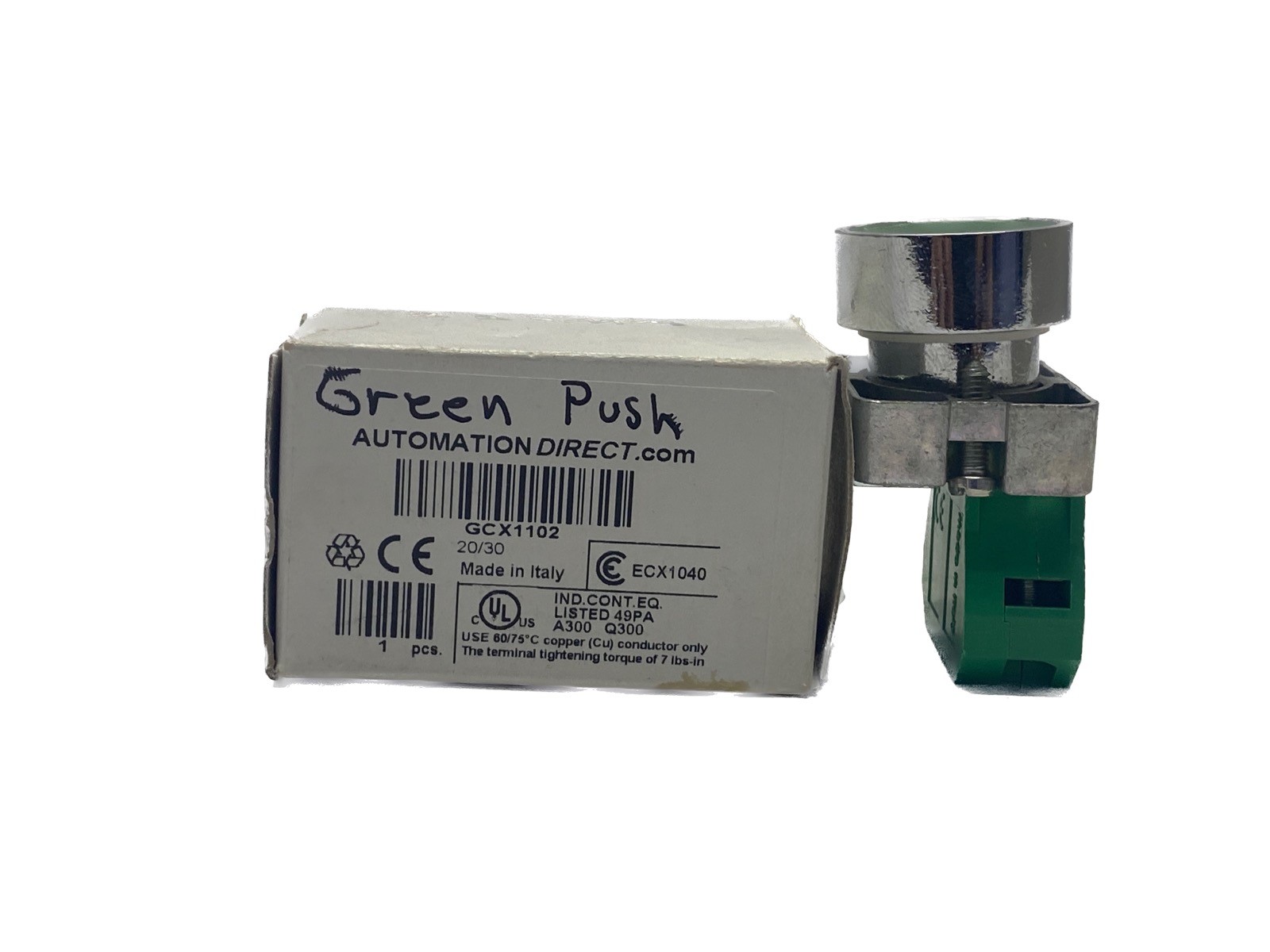NIB Automation Direct 120VAC/DC 1 N.O. 22mm Green IP65 Momentary Pushbutton