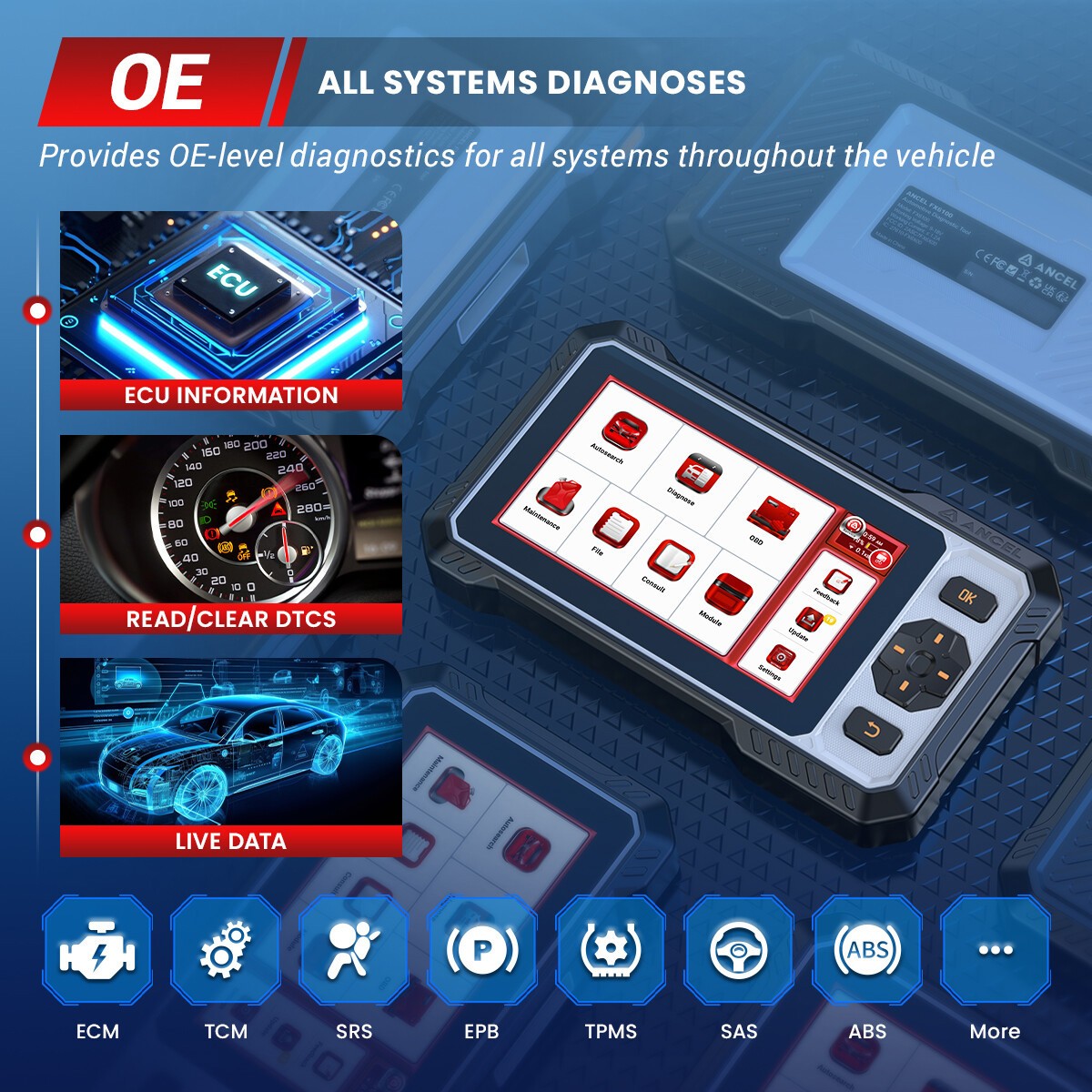 ANCEL Bidirectional OBD2 Scanner All System Auto Diagnostic Tool ABS DPF Reset