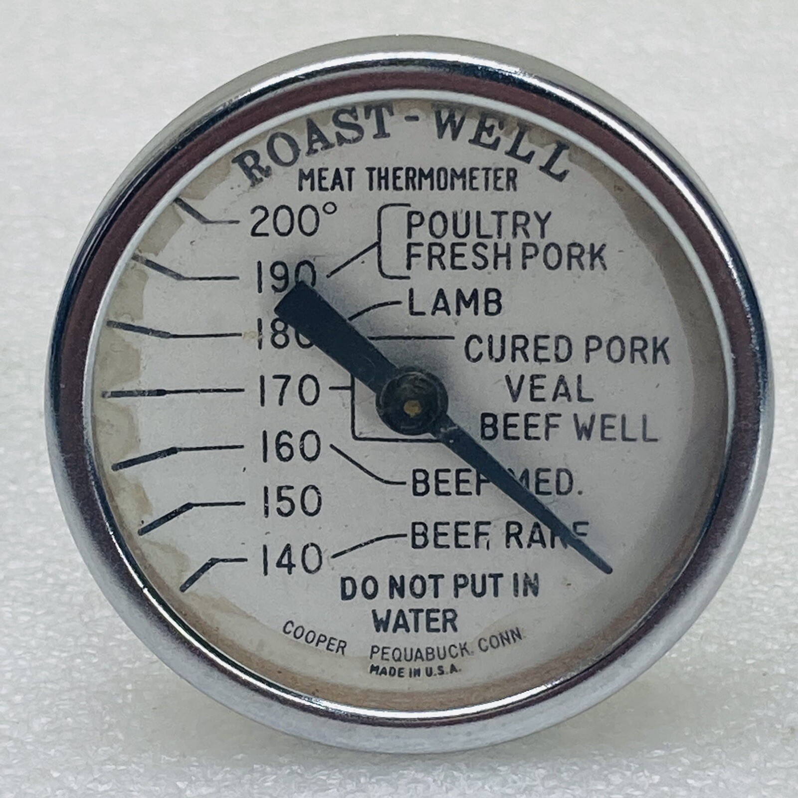 VTG‼ Cooper Roast-Well Meat Thermometer Pequabuck Conn. USA Made • VGUC‼