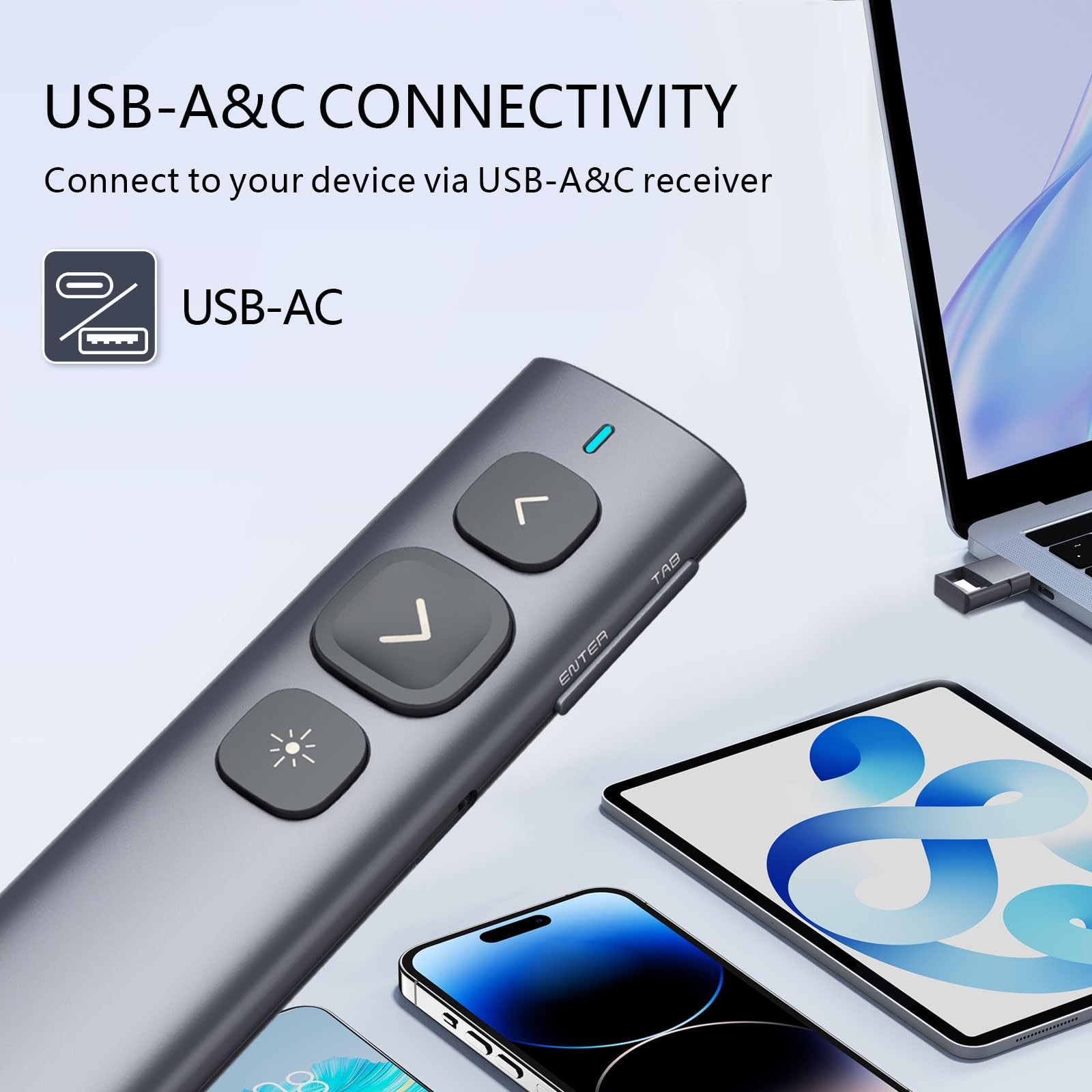 N95 Presentation Clicker with USB-A&C Receiver, PowerPoint Clicker for Presen...