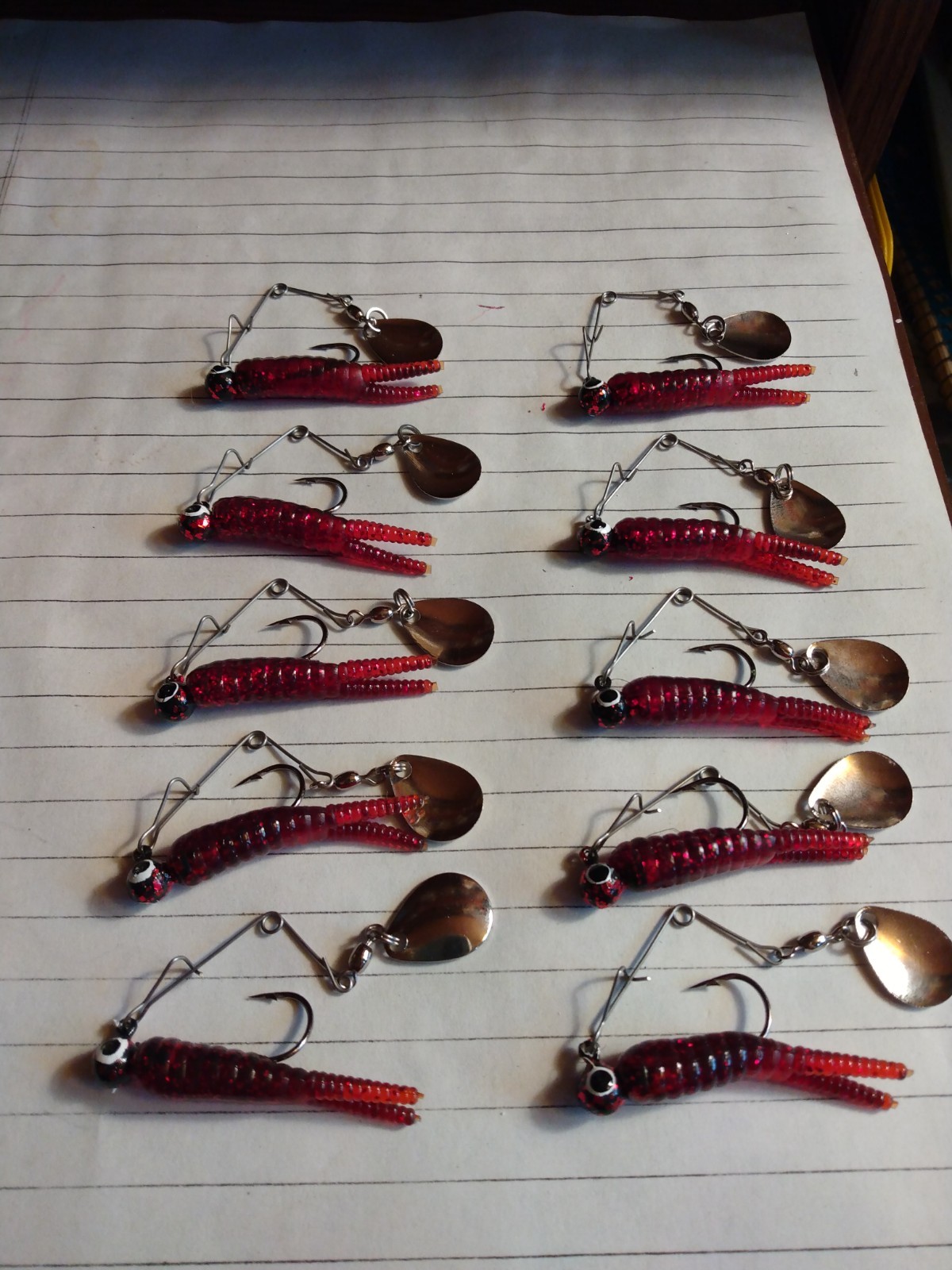 Beetle Spin  Card Of Ten PREMIUM QUALITY-- METAL FLAKED HEADS  -  1/8 Oz