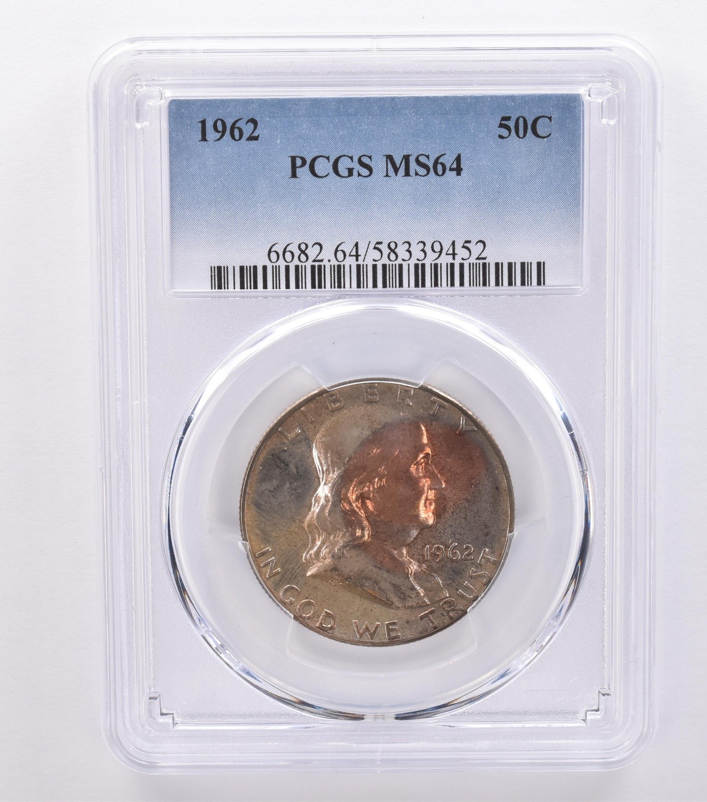 1962 Franklin Half Dollar MS64 PCGS Beautiful Tone *8716