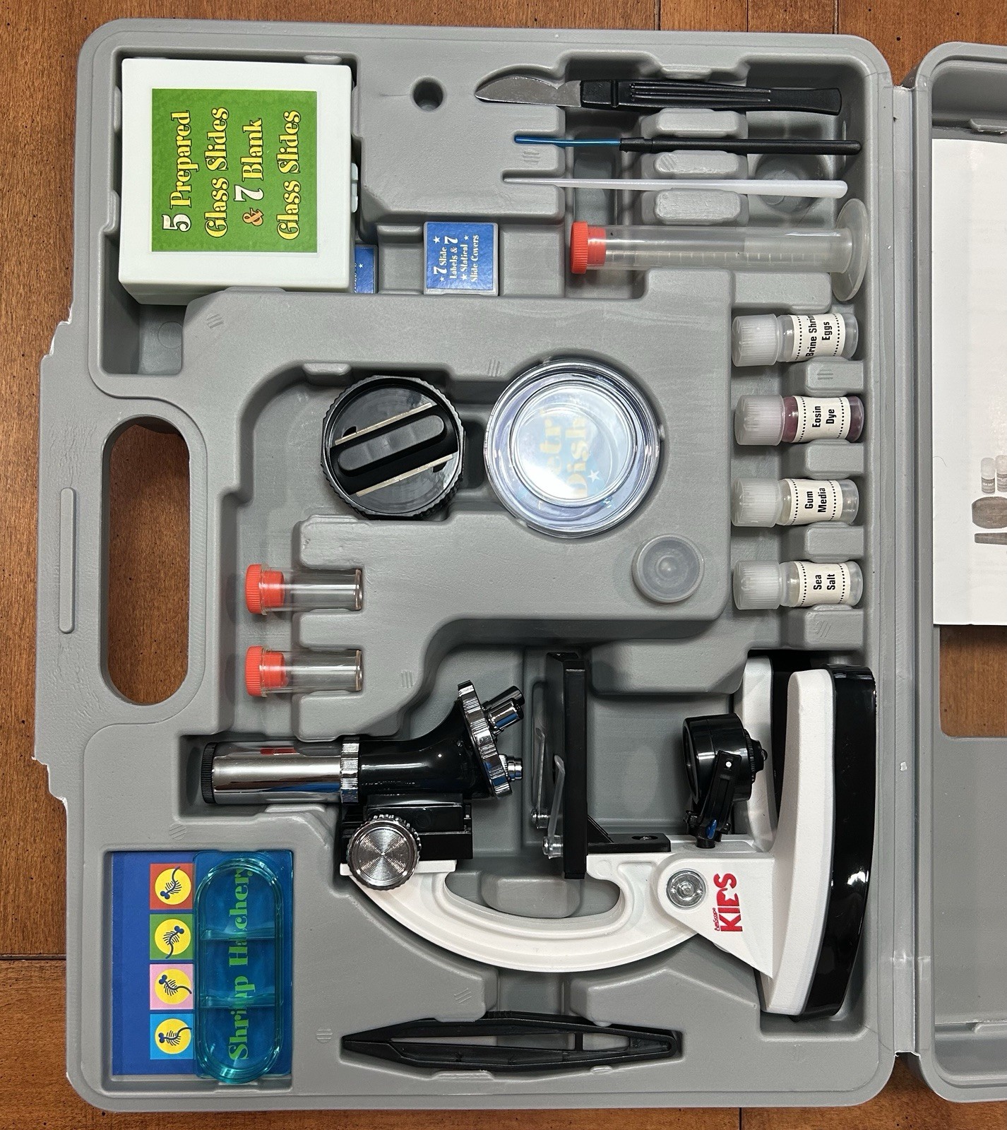 AmScope Kids 52-Piece Microscope Set Beginner Kit Biological Metal Framework