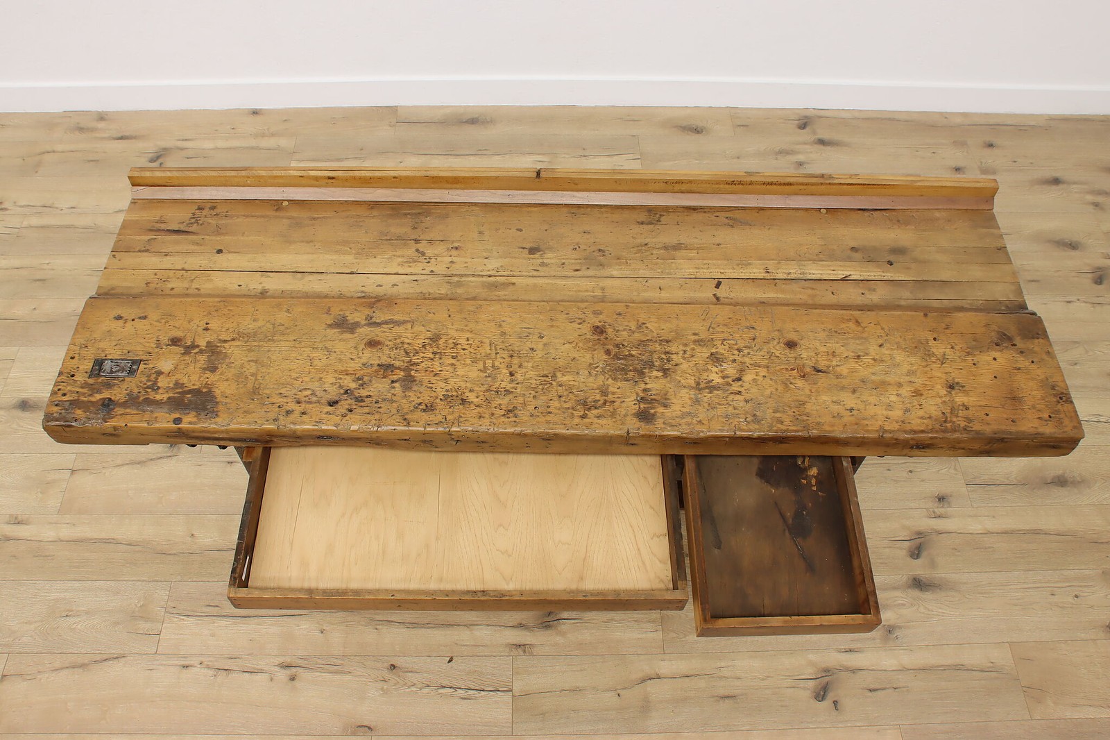 Industrial Antique Elm Workbench Wine Table Kitchen Island #55902