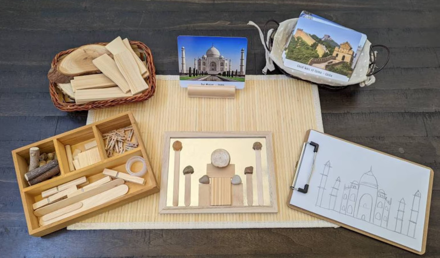 Nature-Inspired STEM Building Construction Kit for Kids Fine Motor Loose Parts