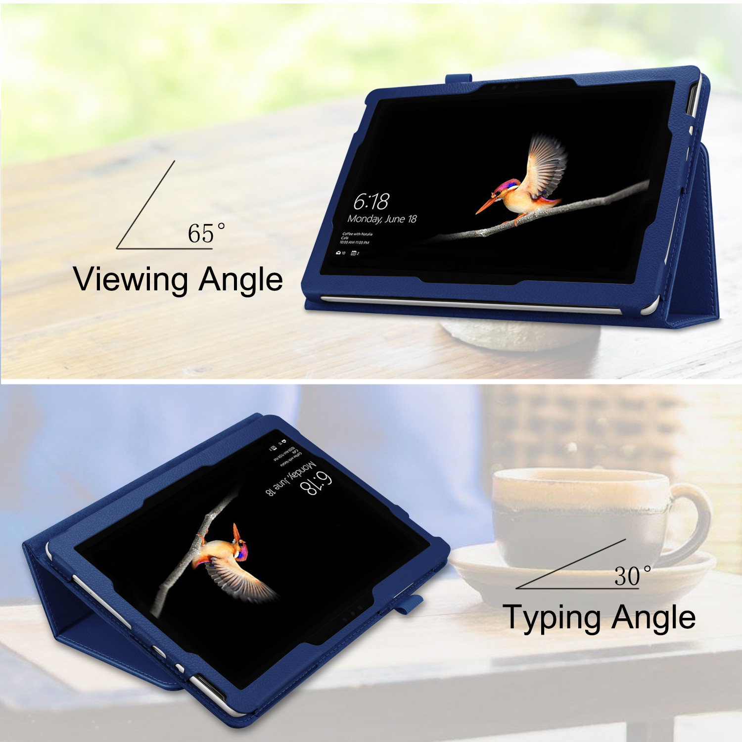 For Microsoft Surface Go 10 inch Tablet Folio Case Stand PU Leather Cover