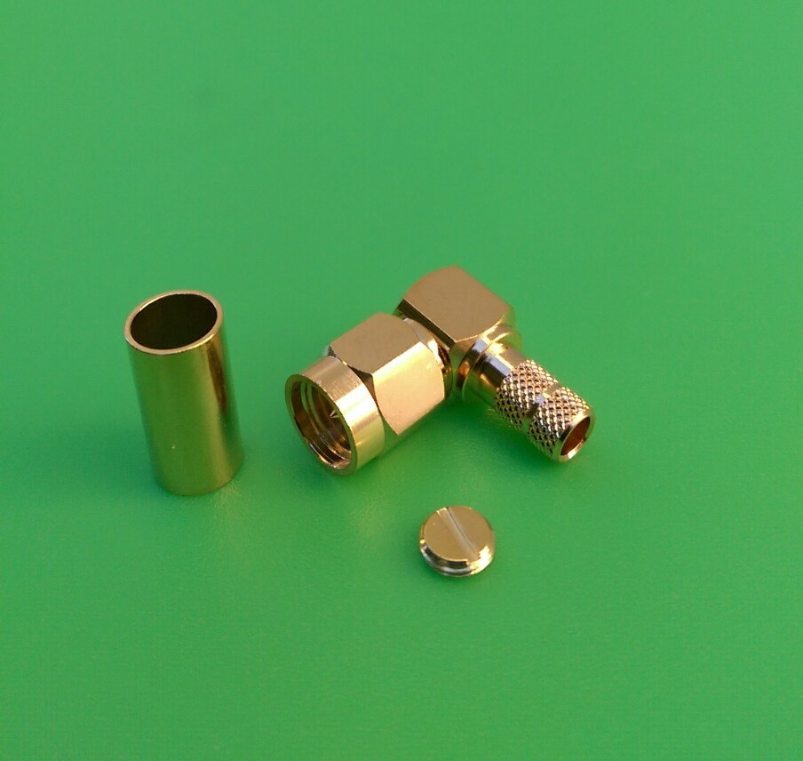 (2 SETS) SMA Male Right Angle crimp RG58 RG142 RG400 LMR195 Connector-USA Seller