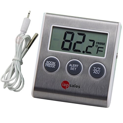 iapsales Easy to Read: Refrigerator Freezer Thermometer Alarm, High & Low Tem...
