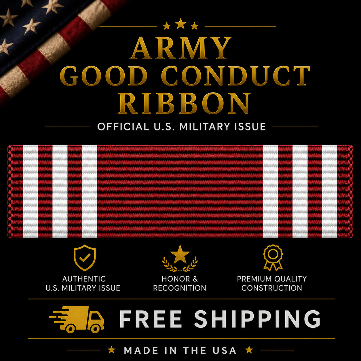 Army Good Conduct Medal (Ribbon)  - OFFICIAL ISSUE (for Military Dress Uniform)