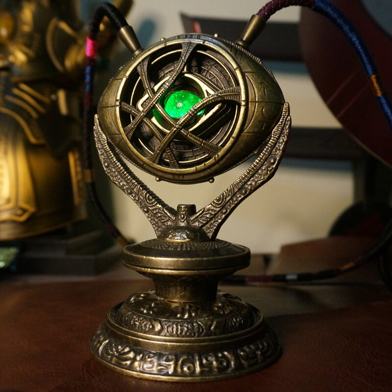 Dr. Strange Eye Of Agamotto On Stand 1:1 Full Metal LED Light Cosplay Props HO