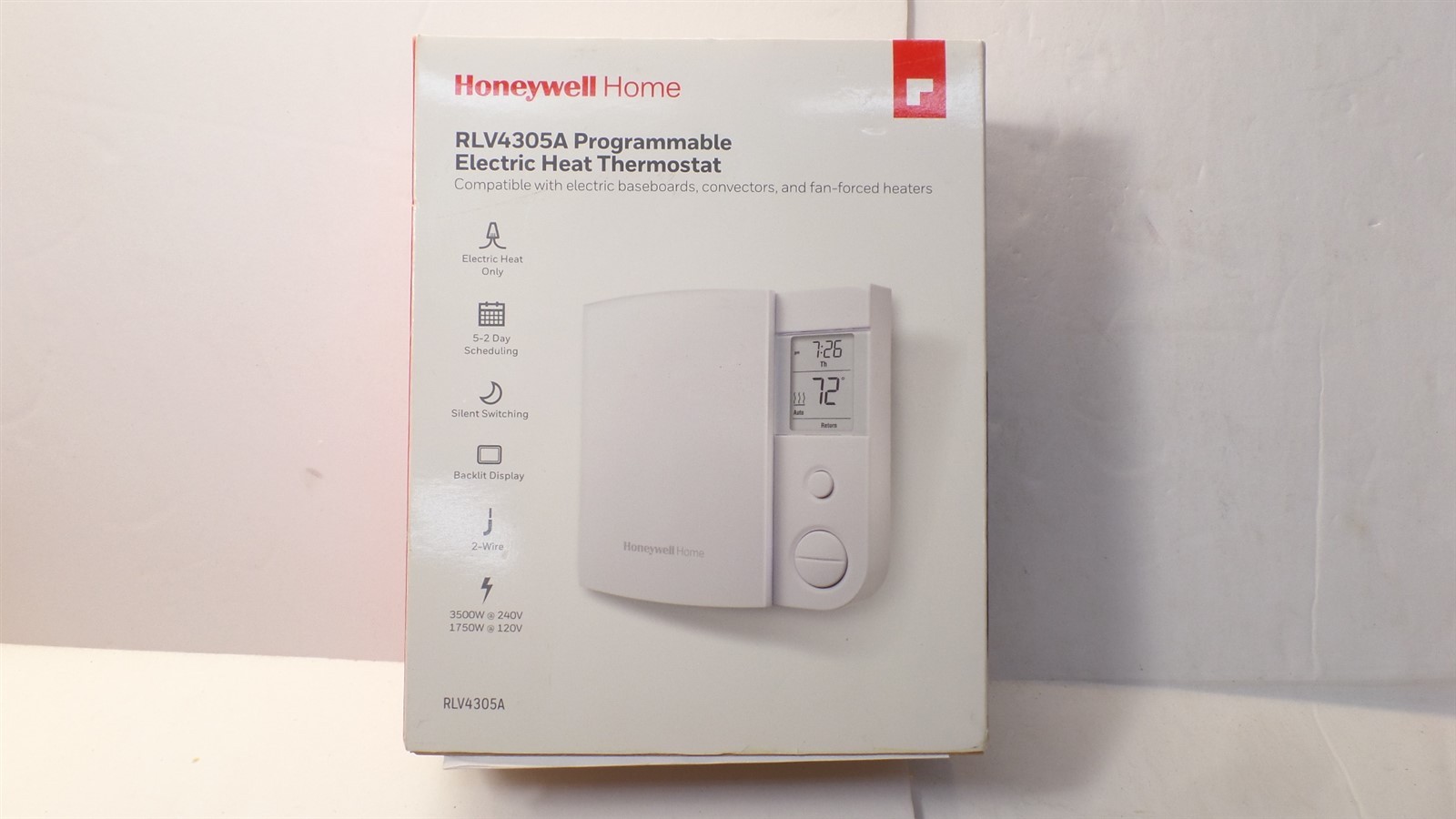 HONEYWELL RLV4305A 5-2 DAY BASEBOARD PROGRAM THERMOSTAT DIGITAL BACKLIT DISPLAY