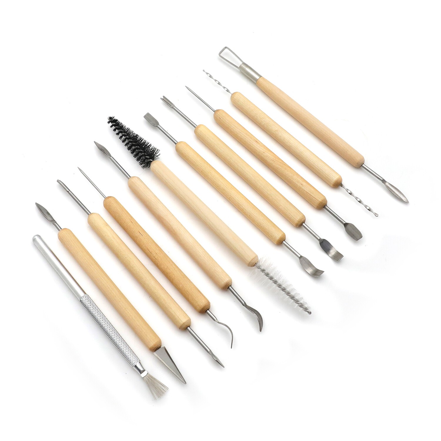 11Pcs Pottery Clay Sculpting Tool Set Wooden Handle Ceramic Carving Shaping Tool