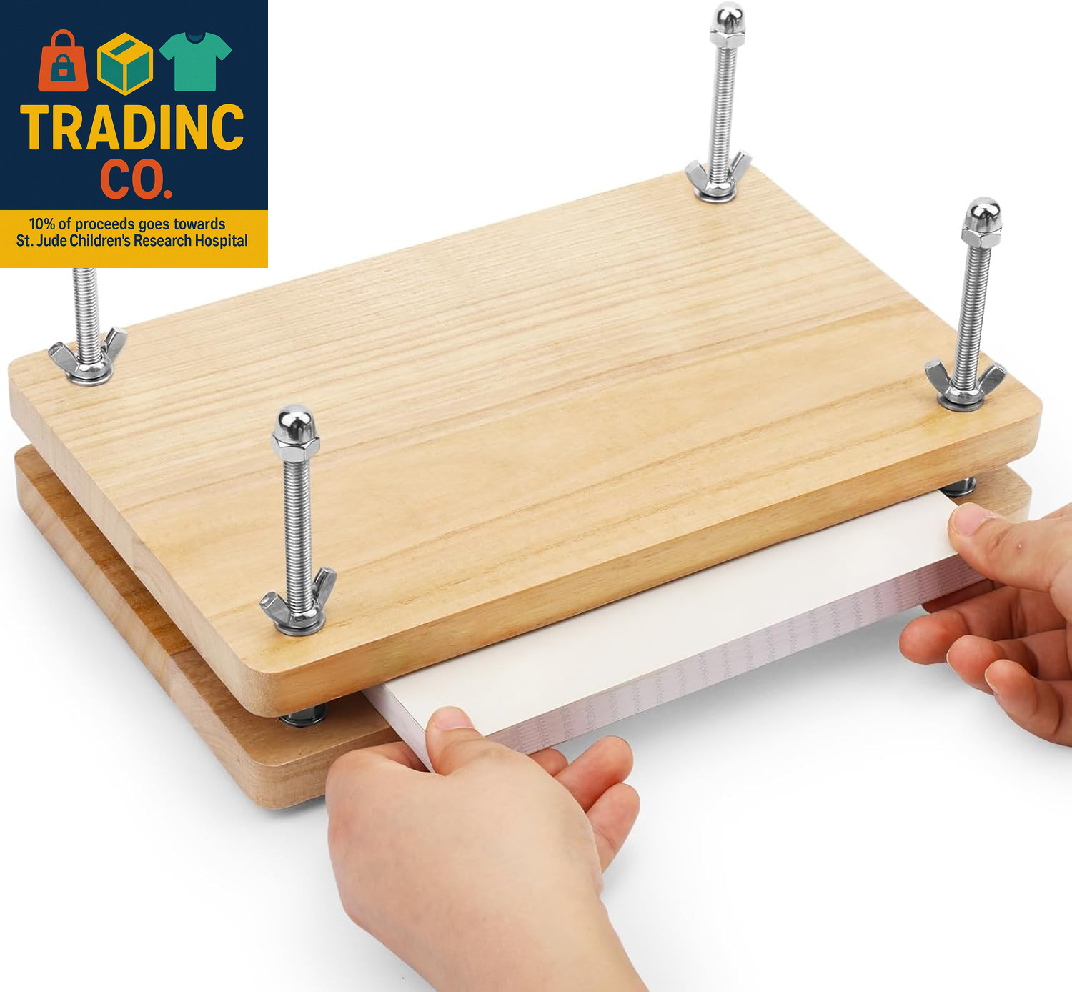 Book Press—7.9”X11.6” Wooden Book Binding Press Bookbinding Kit Portable and Eas