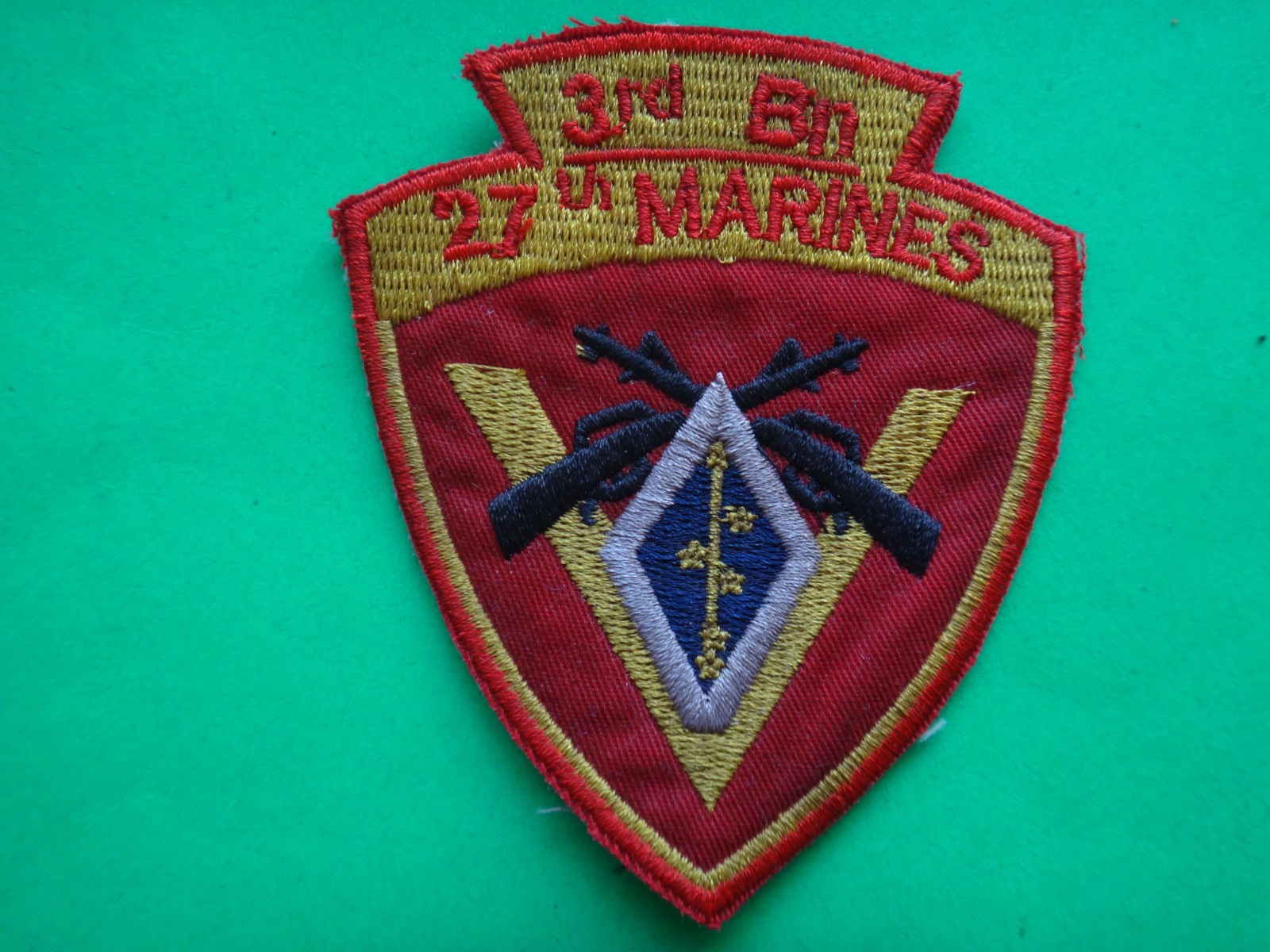 USMC 3rd Battalion 27th Marine Regiment 1st MARINE Div. Patch From Vietnam War