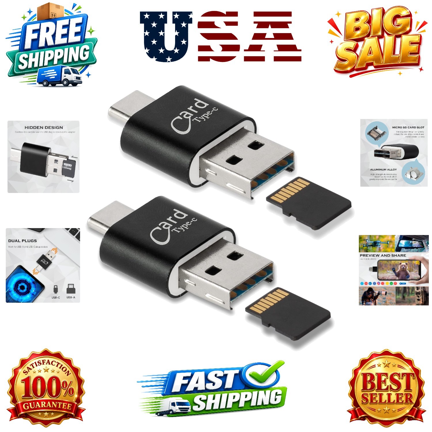 2 Pack] Micro SD Card Reader for Android Phone,Micro SD Card to USB Adapter, ...