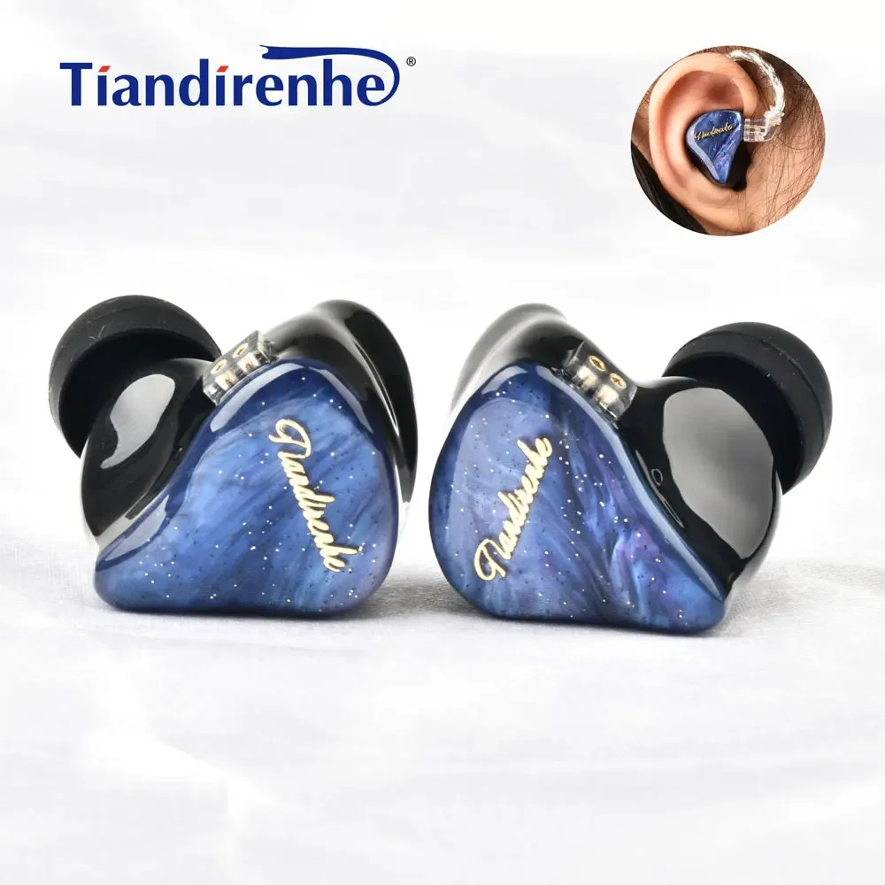 New Tiandirenhe TD19 beryllium diaphragm resin starry sky blue HIFI Bass Earphon