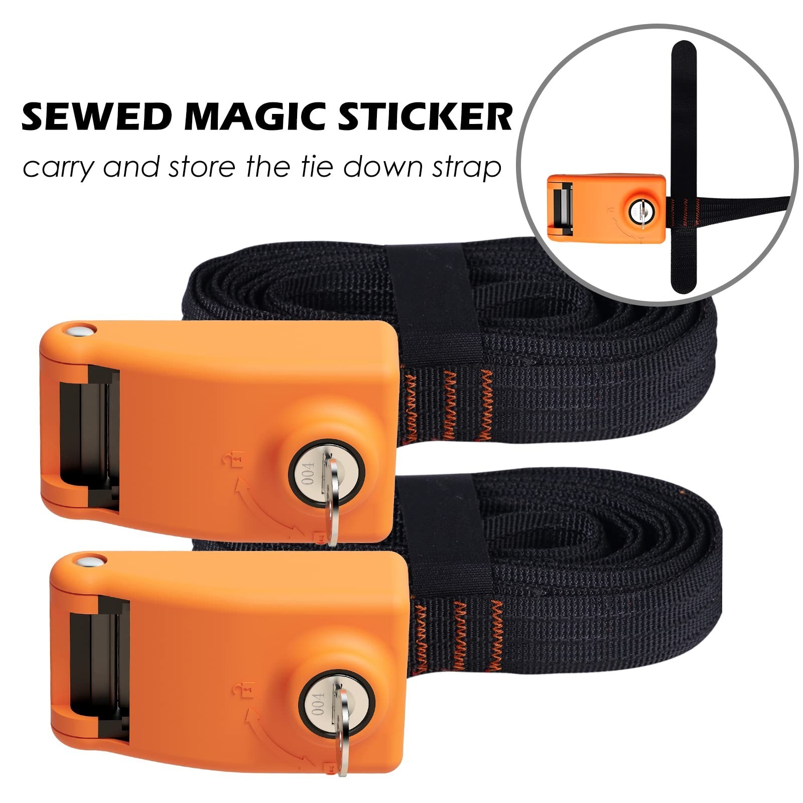 2 Pack Lockable Tie Down Strap, with 3 Stainless Steel Cables, for Lashing Lo...