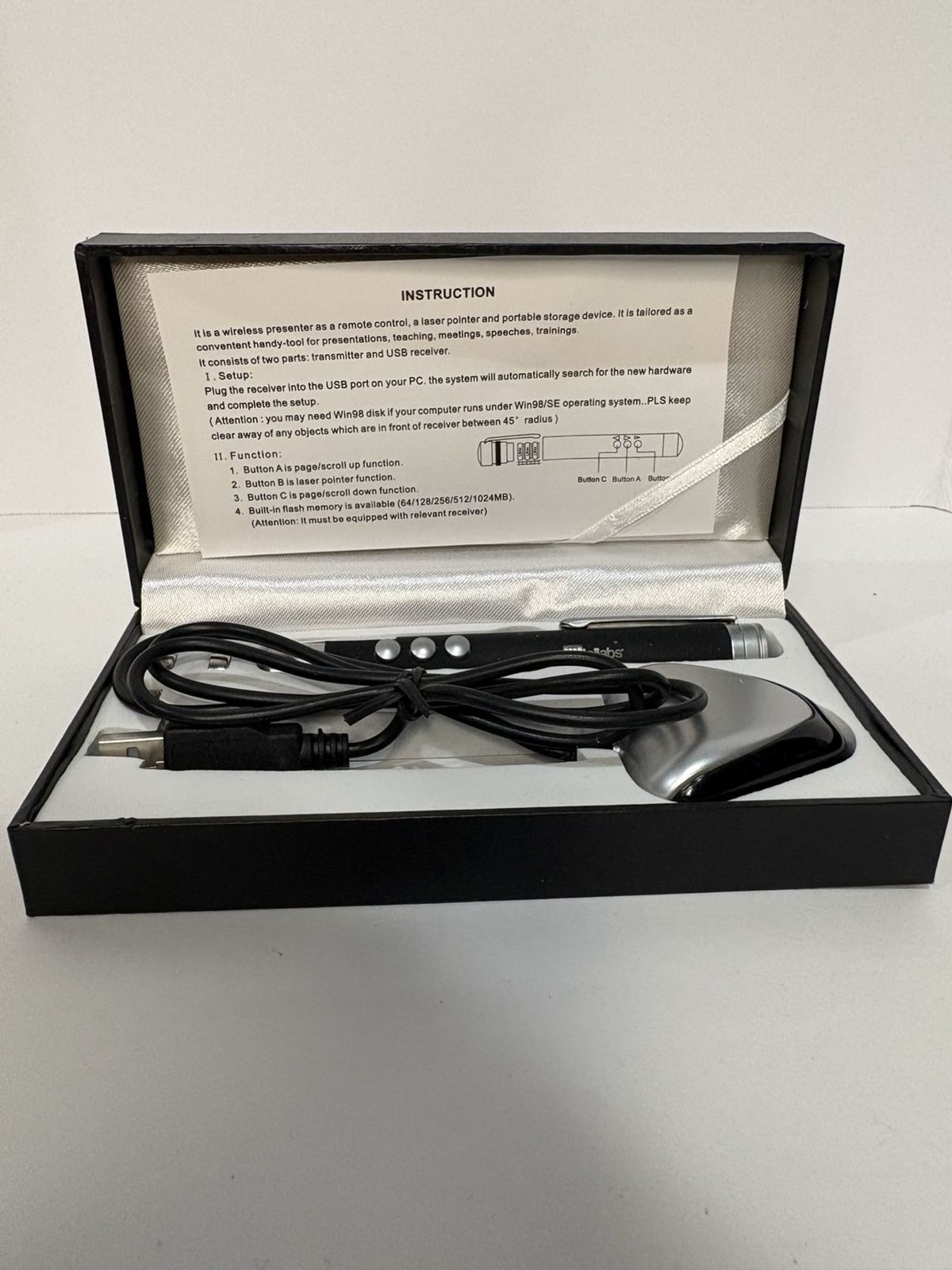 Tellabs Wireless Presenter Laser Pointer Clicker USB Receiver Mouse Gift Set
