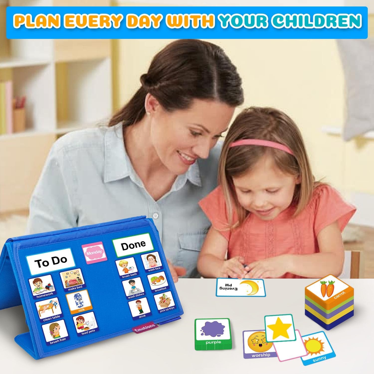 Pecs Communication Book, Visual Schedule for Kids with Autism, Nonverbal Blue