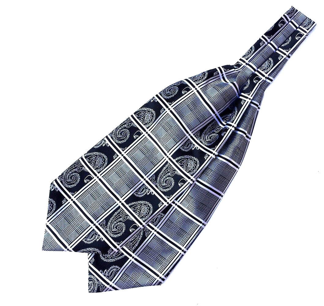 Classic Men Jacquard Paisley Black Scarf Cravat Ascot Necktie Tie Gentleman