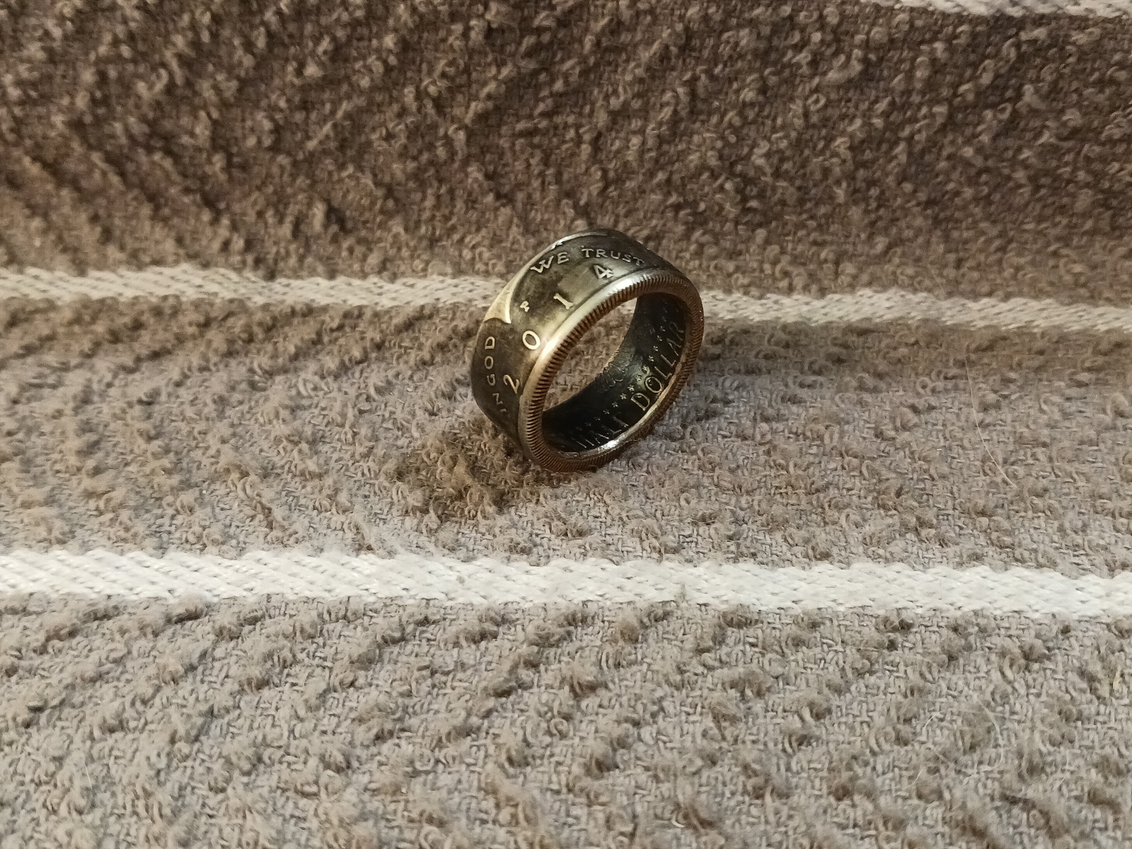 2014 Kennedy Half Dollars size 8 coin ring handmade mixed metals