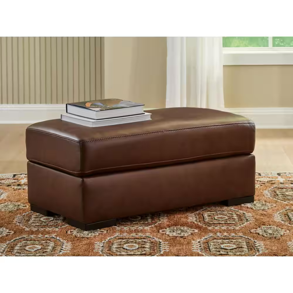 Creazzo Brown Leather Rectangle Cocktail Medium Ottoman