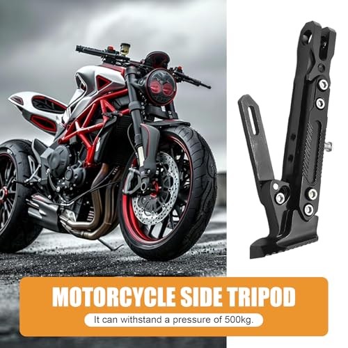 Motorcycle Kickstand, Adjustable Foot Single Stand Parking Kickstand, Aluminum