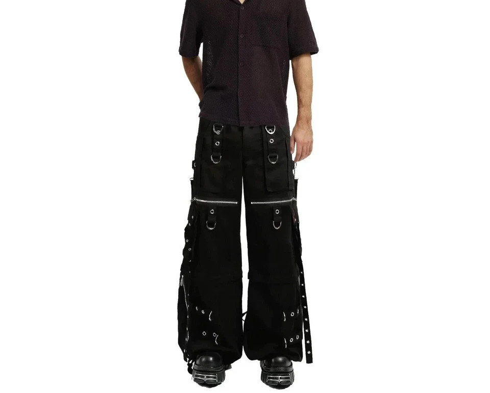 Gothic Black Cotton Punk Rock Emo Trip Pants
