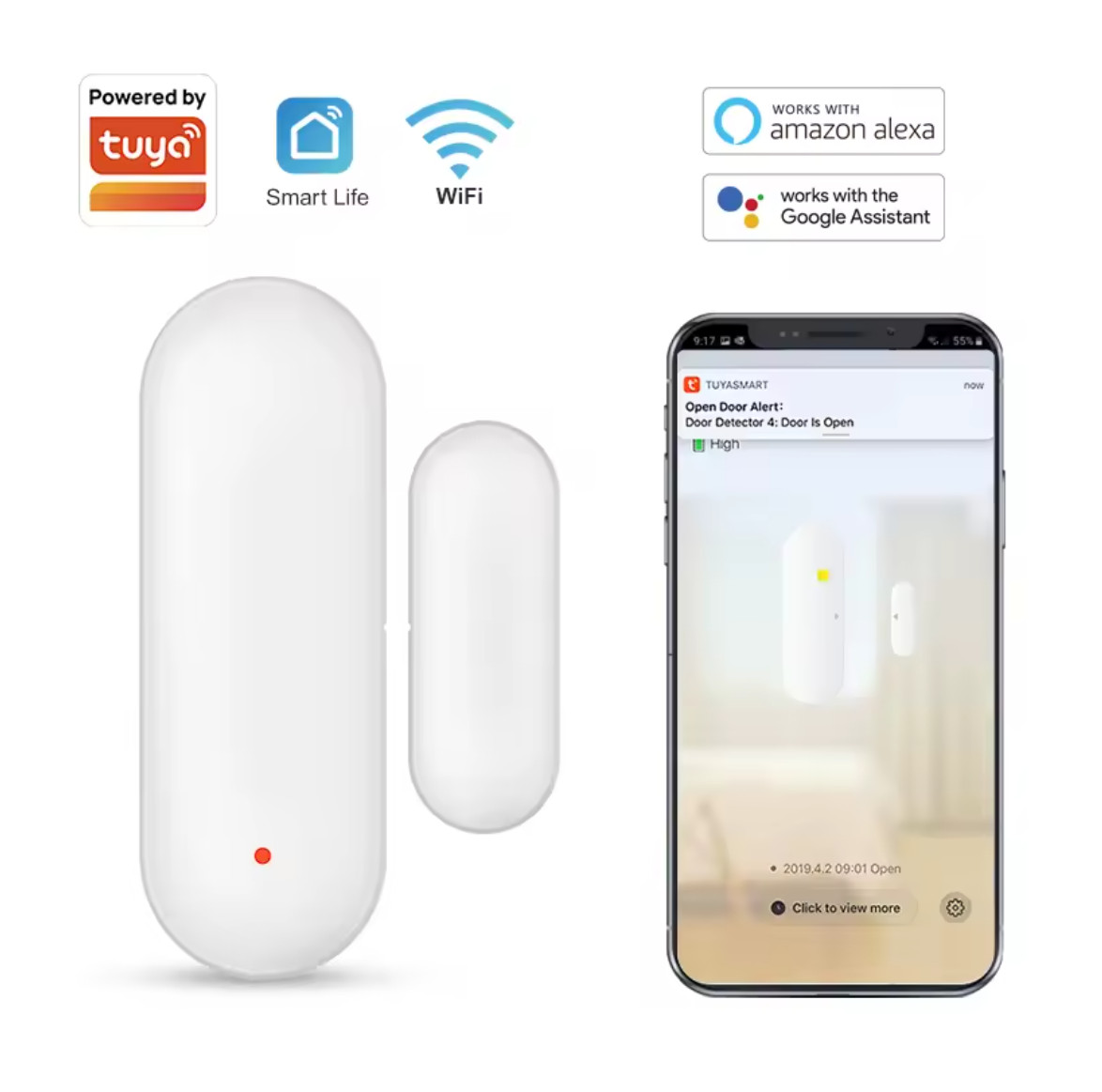 Tuya Smart WiFi Door Sensor Smart Home Open Close Detector Smartlife App Control