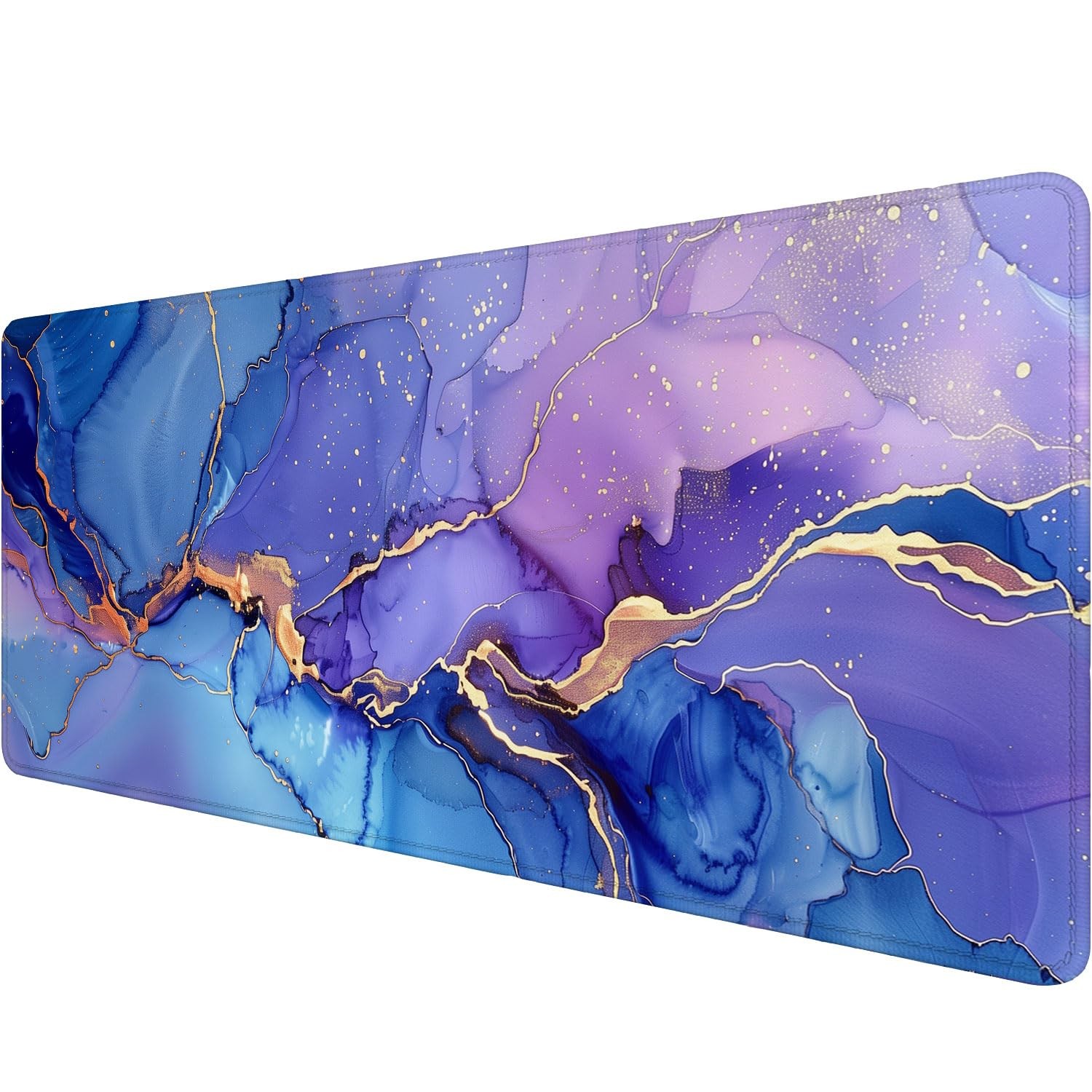 Purple Marble Gaming Mouse Pad Blue Gold 11.8" x 31.5", Marble_005
