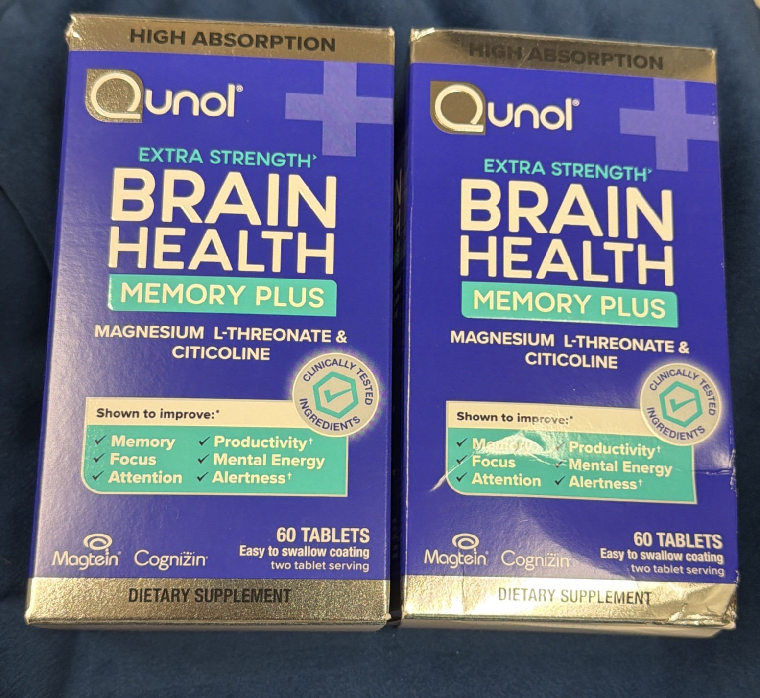 (2X) Qunol Brain Health Memory Plus Magnesium L-Threonate Citicoline Exp 2027
