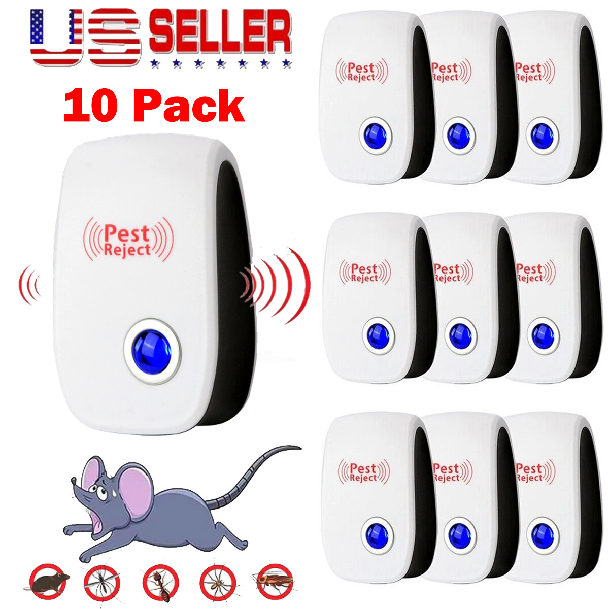 Electronic Pest Reject Control Ultrasonic Repeller Home Bug Rat Spider Roaches