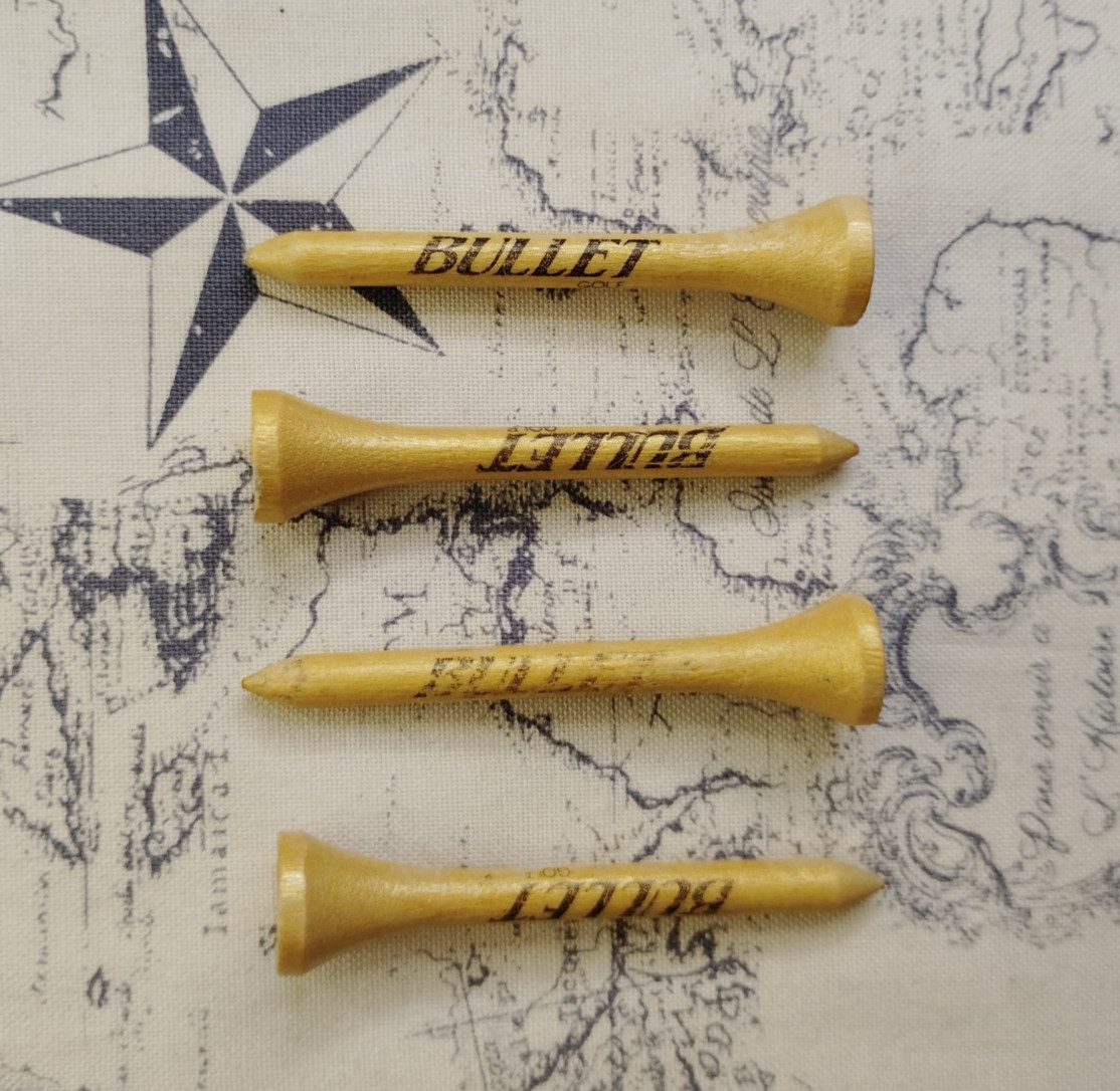 Vintage Lot of 4 Bullet Brand Wood Golf Tees Yellow