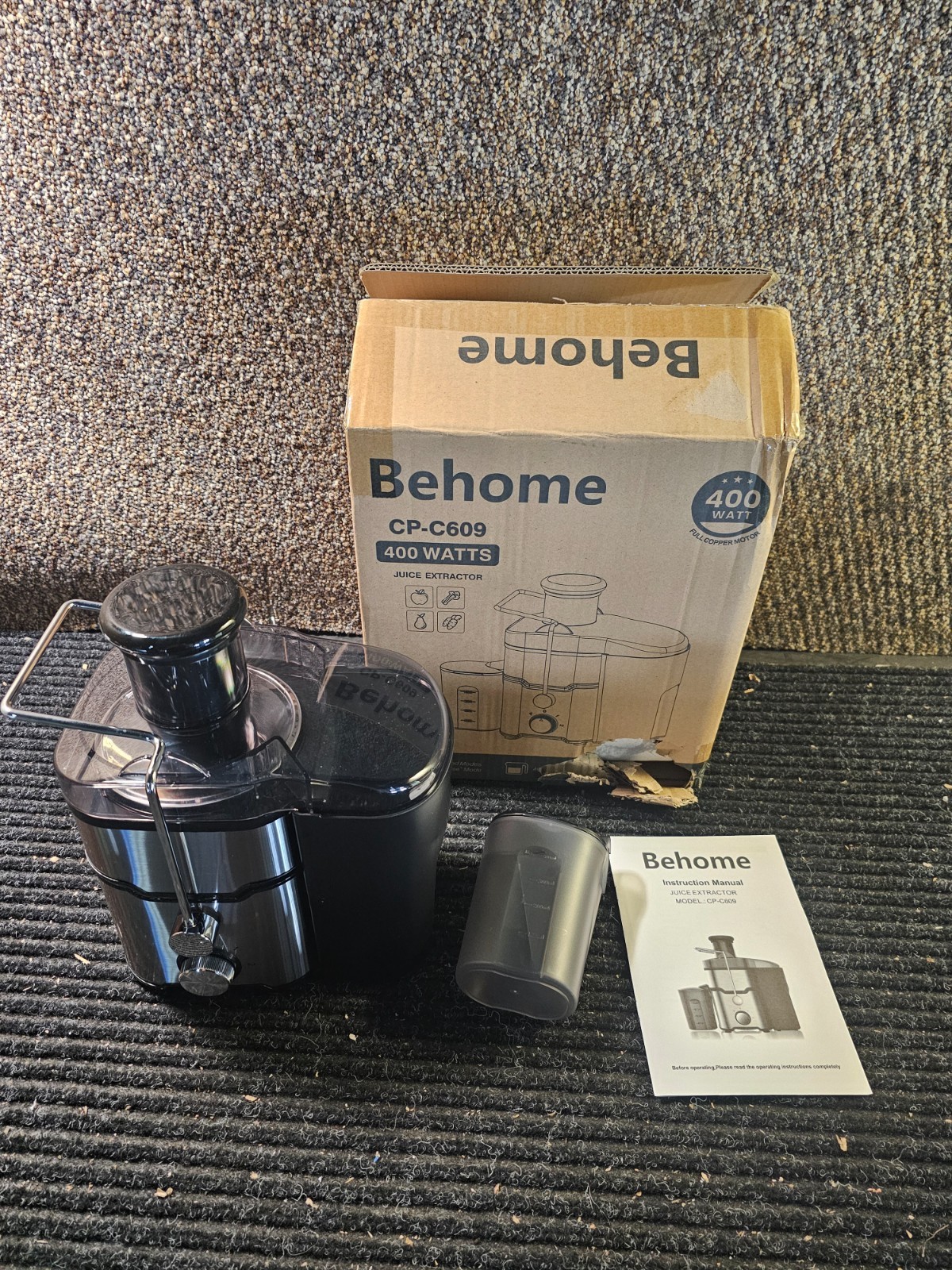 Behome Juicer Extractor 400W Juice Extractor w/2 Speeds,Centrifugal Juicer Black
