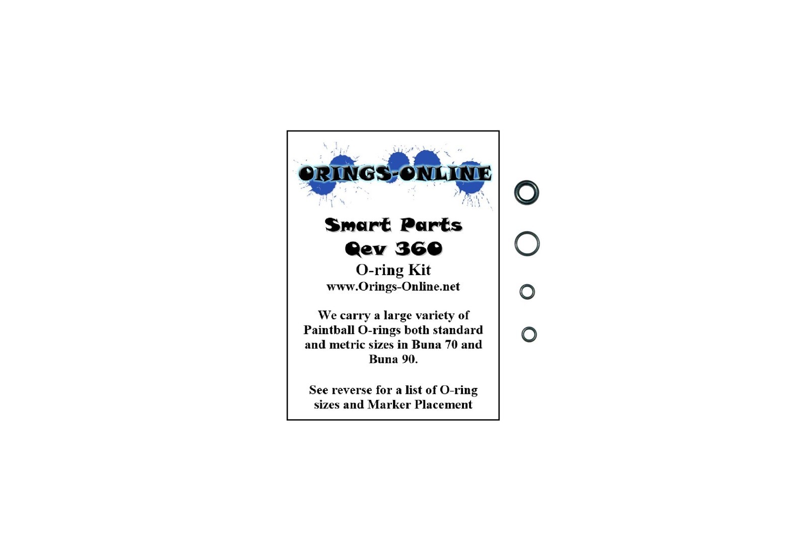Smart Parts Qev 360 Paintball O-ring Oring Kit x 4 rebuilds / kits