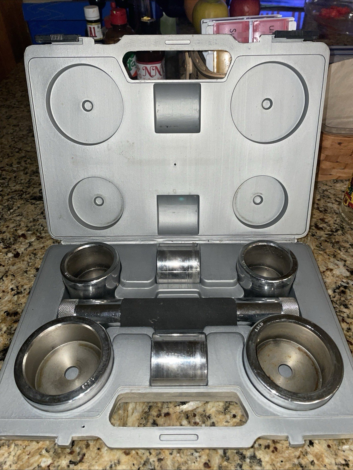 Vintage Heathways Adjust-A-Bell Dumbbell Set Carrying Case Weights Over 10 Lbs