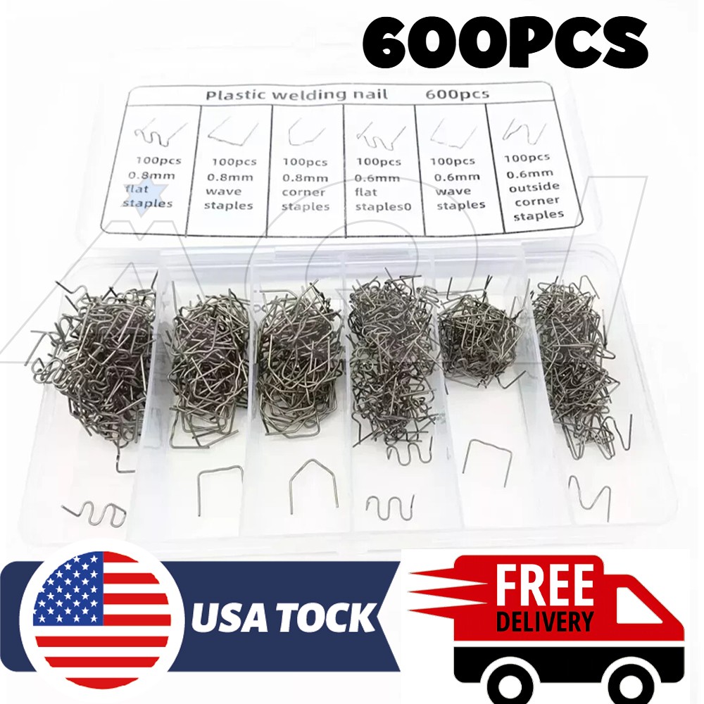 6 sizes 600Pc Hot Staples Plastic Welding Wave Stapler for Car Bumper Repair Kit