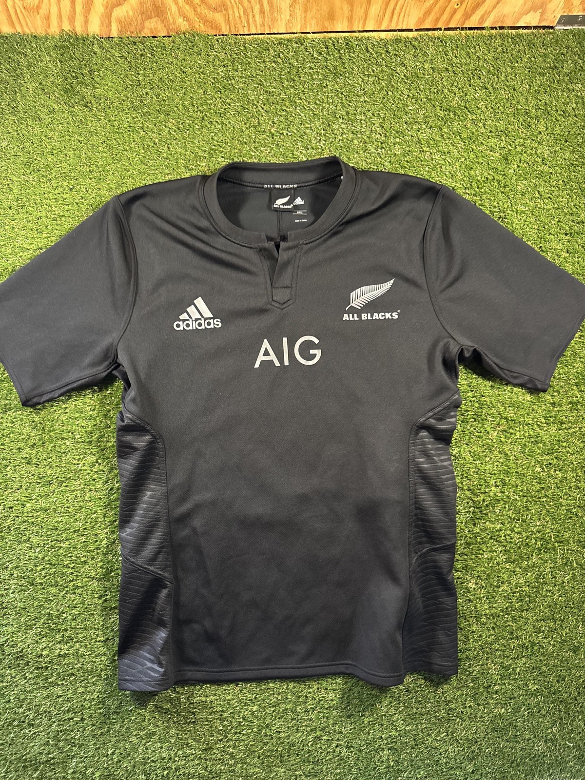 New Zealand All Blacks Rugby Jersey Mens 2XL Black Adidas AIG 2015
