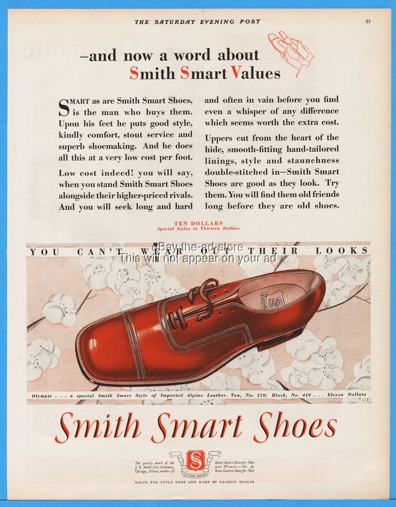 1928 Smith Smart Shoes Chicago IL Vintage Oxford Men's Fashion Style Footwear Ad